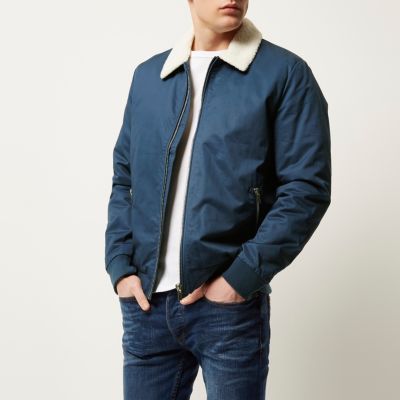 Navy borg collar harrington jacket